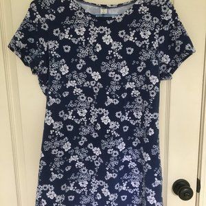 Navy white floral t shirt dress XL